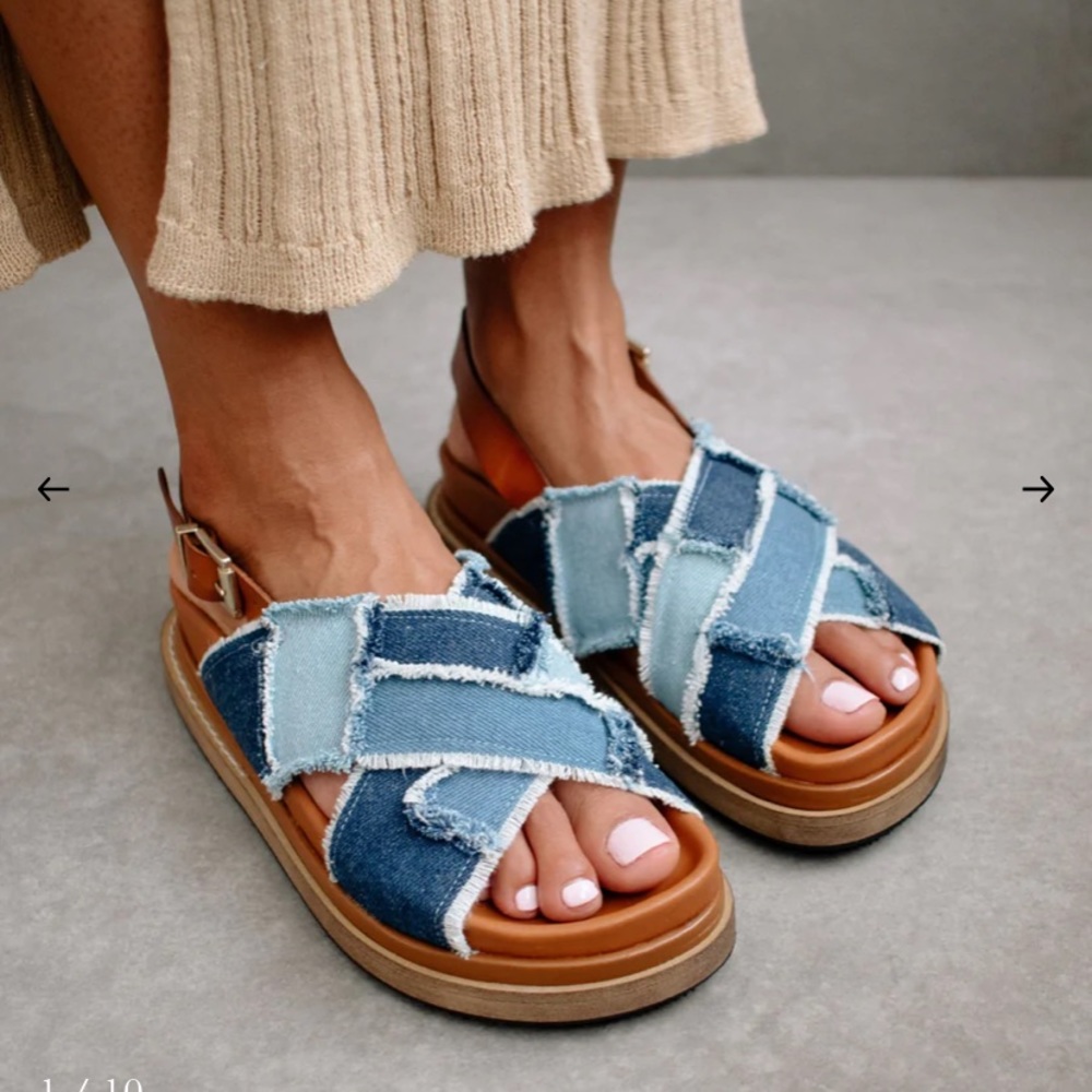 New Alohas Marshmallow Patchwork Sandals Denim Blue